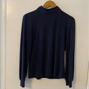Navy blue mock neck blouse size Small